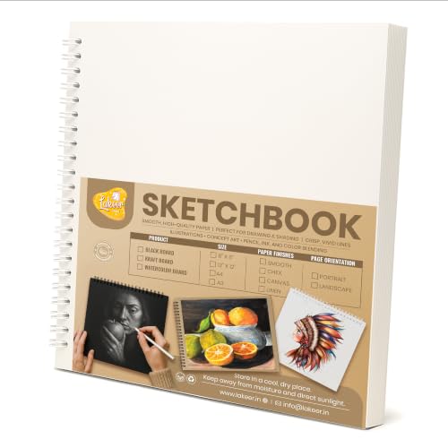 Image of Lakeer Watercolor Wire-O Sketchbook - 8x8 inch | Cold-Pressed Watercolor Paper with Cotton-25 Sheets (50 Pages), 250 GSM | Mixed Media, for Artist-(Acid Free)