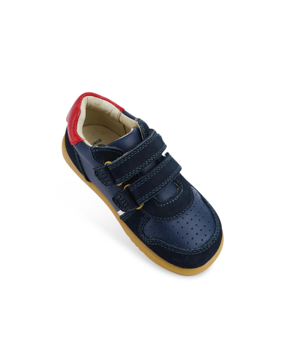 Bobux I-Walk Riley - Camminatori - Scarpe in Pelle per Bambini con Doppi Cinturini a Strappo (Navy + Red, Sistema Taglie Calzature EU, Bimbo (0-5 Anni), Numero, Media, 22)