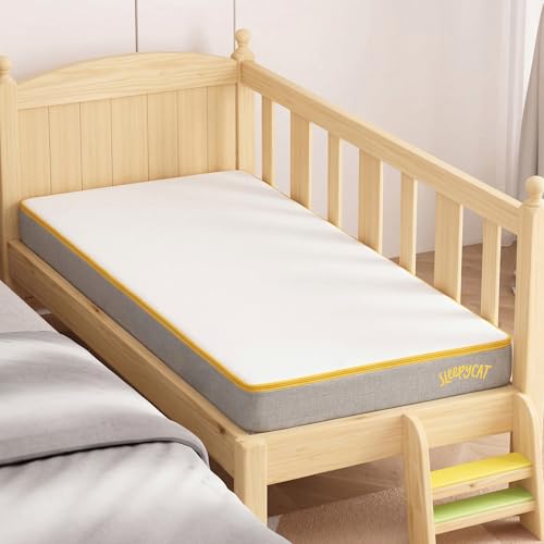 SleepyCat Natural Latex Baby Mattress | Firm Support for Healthy Spinal Growth & Development | Toxin-Free GOLS Certified 100% Natural Latex Crib Mattress | Soft, Waterproof Cover (Grey, 52x28x4 inch)