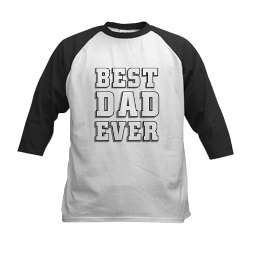 CafePress Best Dad Ever Baseball Jersey Kids Cotton Baseball Jersey, 3/4 Raglan Sleeve Shirt Black/White