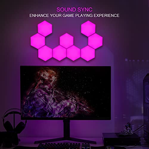 YESIE Hexagon Lights, 6 Packs Wall Lights, Gaming Room Decor, APP Control LED Wall Light Panels, Music Sync RGB Gaming Lights, 16 Million Color Changing Lights, Night Light for Bedroom