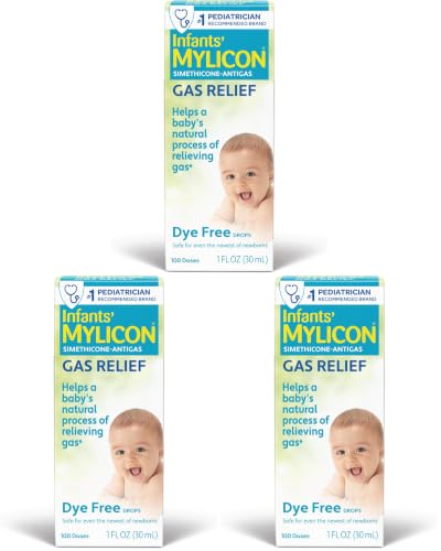 Image of MYLICON Infants Gas Relief Drops for Infants and Babies, Dye Free Formula, 1 Fluid Ounce (Pack of 3)
