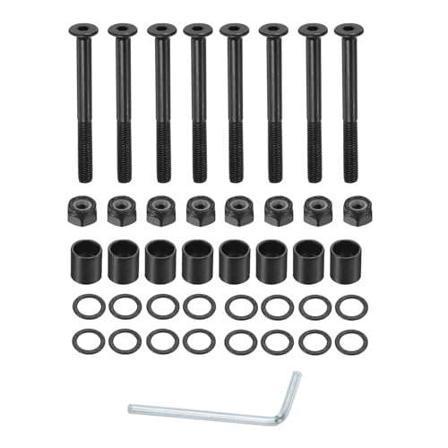 YOKIVE Skateboard Tool Kits, Deck Mounting Screws Axle Nuts Spacers l Spanner, Great for Skateboard Hardware Replace (Black)