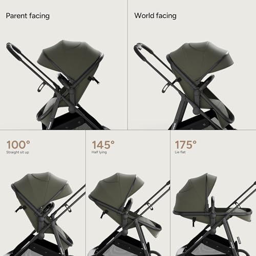 Image of Mompush Wiz 2 in 1 Baby Stroller with Infant Pramette Mode, One Hand Fold Convertible Newborn to Toddler Stroller with Reversible Seat and Large UPF 50+ Canopy
