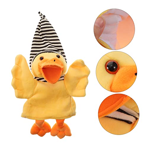 Vaguelly Pato Amarelo da Mão fantoche de mão luva fantoches de animais macios luvas pretas brinquedo
