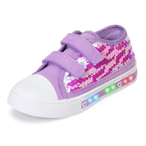 FUNCOO PLUS Kids Light Up Shoes Toddler Canvas Sneakers with...