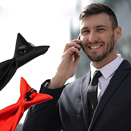 Image of DEYACE Clip on Ties for Men, 2 Pcs Black Tie & Clips Set, 20 Inches Premium Solid Color Ties