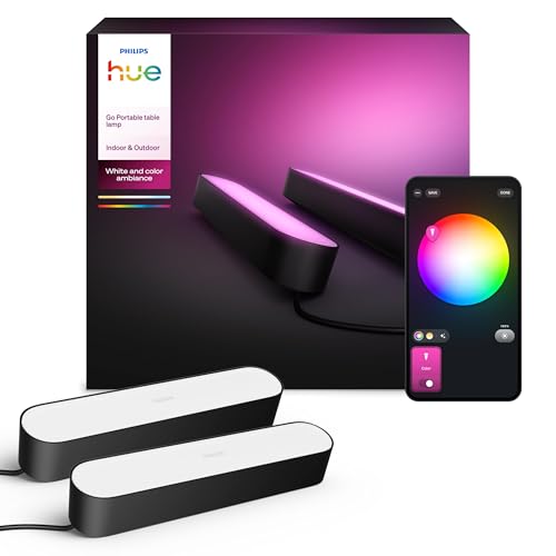 Philips Hue White & Color Ambiance Play Lightbar 2er Pack Basis-Set (500 lm), dimmbare Lichtsäulen mit 16 Mio. Farben zur TV-Hintergrundbeleuchtung, Lichtsteuerung über Sprache oder App, schwarz Philips Hue White & Color Ambiance Play Lightbar 2er Pack Basis-Set (500 lm), dimmbare Lichtsäulen mit 16 Mio. Farben zur TV-Hintergrundbeleuchtung, Lichtsteuerung über Sprache oder App, schwarz