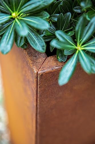 Image of Veradek Corten Steel Series Pedestal Planter - Tall Corten Steel Planter for Outdoor Porch /Patio | Naturally Rusting Steel for All-Weather Use | Modern Rustic Decor for Tall Plants, Trees, Flowers