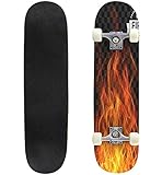 Classic Concave Skateboard Vector fire Flame Frame Border Longboard Maple Deck Extreme Sports and Outdoors Double Kick Trick for Beginners and Professionals