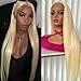 Aubree 613 Blonde Lace Front Wig Long Straight Hair Heat Resistant Fiber Blonde Synthetic Wigs Glueless Pre-plucked Natural Frontal Lace Wigs for Black Women Daily & Cosplay Wear