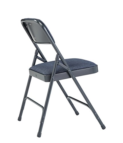 (4 Pack) National Public Seating 2200 Series Deluxe Fabric Upholstered Double Hinge Premium Folding Chair, 480 Lbs Capacity, Imperial Blue Fabric/Char-Blue Frame #TOP3