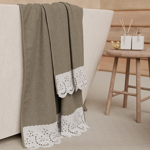 Petti Artigiani Italiani - Badetücher aus 100% Baumwoll-Frottee, Handtuch-Set 1 + 1, 2 Stück, 1 Gesichtshandtuch und 1 Handtuch, Schlamm – Ansicht 2