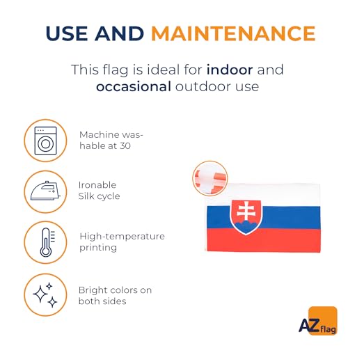 Image of AZ FLAG - Slovakia Flag - 3x5 Ft - 100D Polyester Slovak Banner with Two Metal Grommets - Fade Resistant - Vivid Colors - 3' x 5' Feet - 150x90 Cm