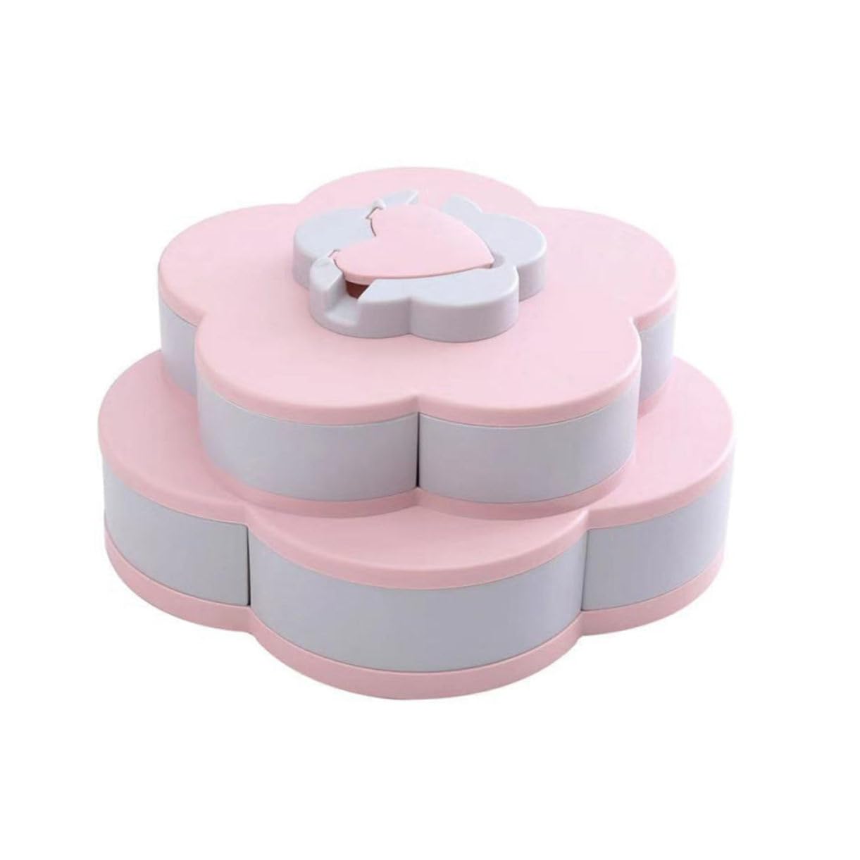 BRIGHTFUFU Candy Container with Phone Slot Double-layer Sweets Storage Box Fashion Pink Plastic