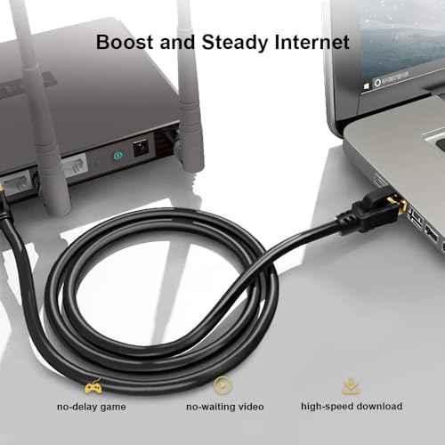 Image of Yauhody CAT8 Ethernet Cable 25FT, High Speed 40Gbps 2000MHz SFTP Internet Network LAN Wire Cables with Gold Plated RJ45 Connector for Router, Modem, PC, Switches, Laptop, Gaming, Xbox(25ft /8m) Black