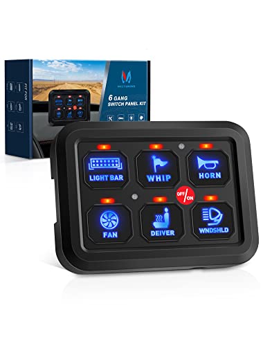 Mictuning 6 Gang Switch Panel Kit, Automatic Dimmable Momentary Push Button Switch Touch Screen Circuit Control Box With Label Stickers For Car Truck Boat Atv Utv Suv, 2 Years Warranty #TOP6