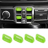 SQQP Window Switch Button Cover Trim Interior Accessories Fit for 2018-2025 Jeep Wrangler JL JLU & Gladiator JT(Green)