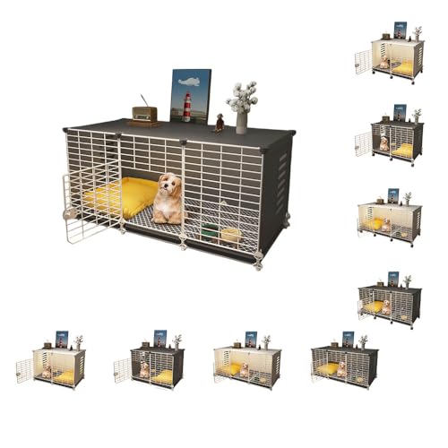 LIVIAペットサークル ペットケージ ペットハウス トレイ付きで 犬ケージ お手入れ簡単 ベーシック 犬 サークル 中型犬 小型犬用ゲージ 簡単な組み立て 屋根と車輪付き 大容量 ペットゲージ 屋内および屋外での使用に適しています (ブラック,109*3