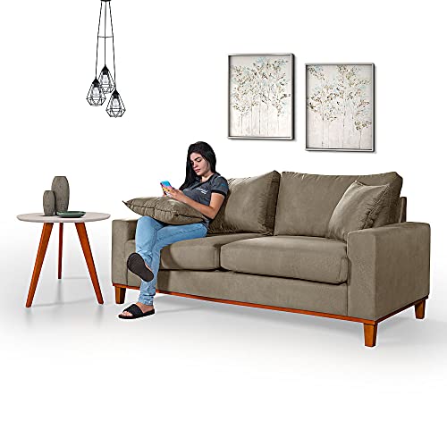 Sofá Living Istambul Em Suede Essencial Estofados (Bege)