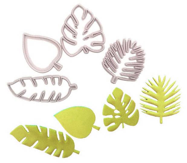 4 Pieces Cookie Cutter Maple Leaf Cookie Cutter, 2.6"~4" Leaf Palm Cake Embossing Mold for Sugar Craft Cookie Cake Decorating Summer Beach Parties