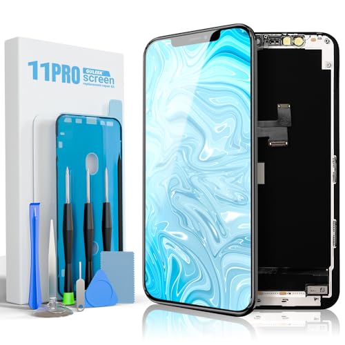 GULEEK Premium Screen Replacement for iPhone 11 Pro (5.8 inch) LCD Front Panel 3D Touch Digitizer Full Assembly Includes Repair Tools and Screen Protector Compatitable Model A2160 A2217 A2215