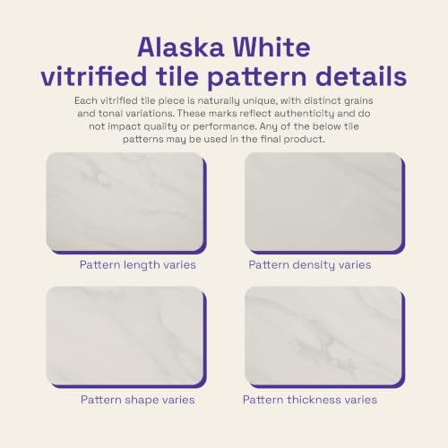 Image of Wakefit Taco Dining Table - Alaska White - 6 Seater I Marble Finish I Vitrified Tile Top I Alaska White