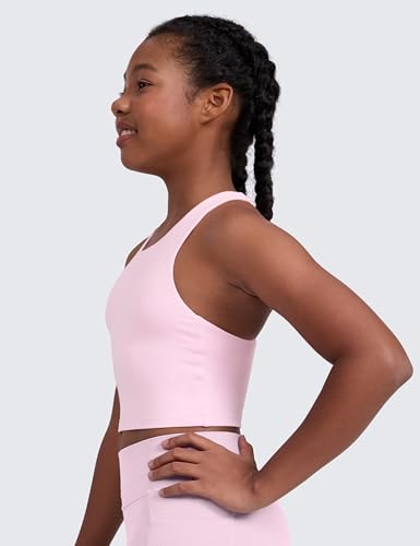 Image of CRZ YOGA Girls Butterluxe Double Lined Crop Tank | Dance, Extremely Soft, Tight Fit, High Neck, Athletic, Sleeveless Tops for Teen