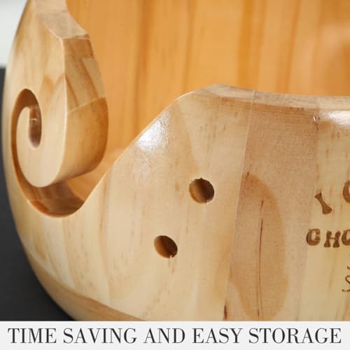Image of I Crochet So I Don't Choke People Yarn Bowls- Yarn Bowls for Crocheting, 6 inch x 3 inch Knitting Yarn Bowl with Holes, Crochet Bowls for Yarn, Knitting Accessories for Crocheting, Gifts for Crocheters (WOOD)