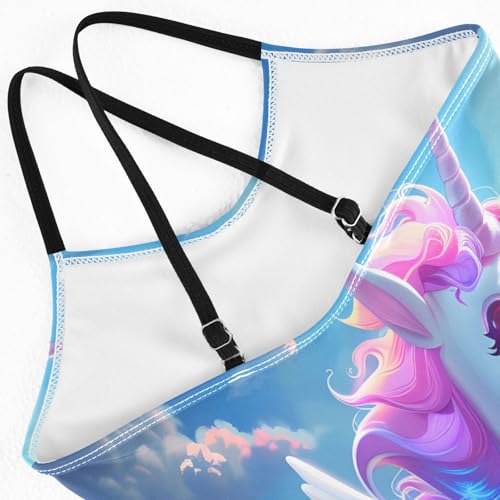 Bolaz Girls Swimsuits One-Piece Bathing Suits Multicolor Kids Sport Summer Beach Swimwear for 3-10 Years Old-Cartoon Cute Unicorn Clouds4
