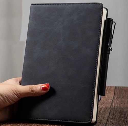 Hongmeru Cuaderno rayado A5, bloc de notas de piel sintética con lazo para bolígrafo y cinta, papel grueso de 100 g/m², 360 páginas (180 hojas) para diario, planificación, oficina y uso escolar, color