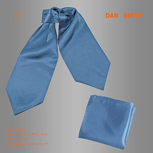 Dan Smith Ascot Scarf For Wedding Blue Satin Solid Self Cravat Tie Ascot Hankie Set 46 In C.c.aq.e.017 Light Sky Blue #TOP2