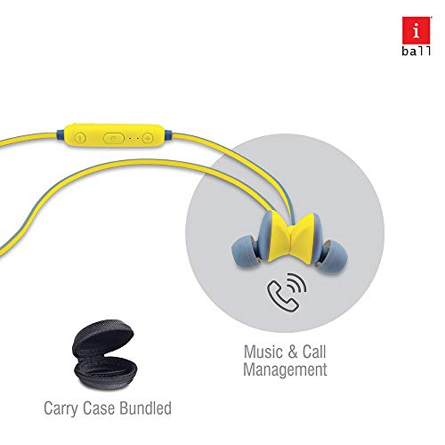 Image of iBall EarWear Sporty Wireless Bluetooth in Ear Headset with Mic (Fluorescent Yellow)