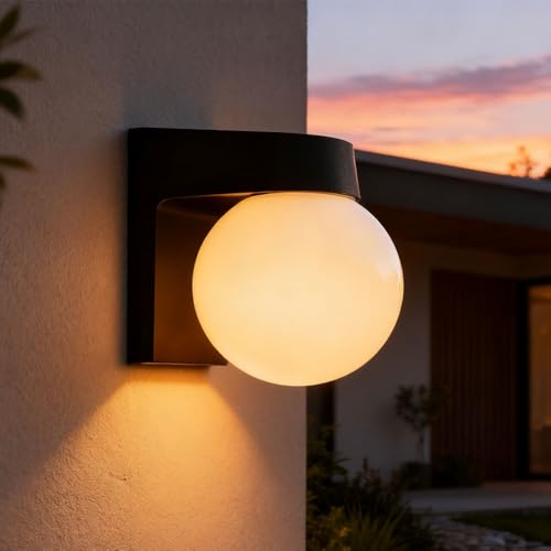 Apliques de pared impermeables para exteriores, accesorios de iluminación LED con enchufe E26, pantalla acrílica para patio, jardín y uso doméstico