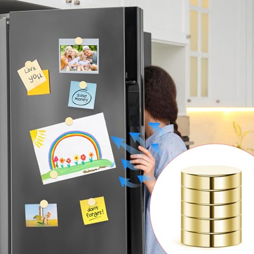 Image of 30Pcs Small Magnets, 18x3mm Gold Round Refrigerator Magnets