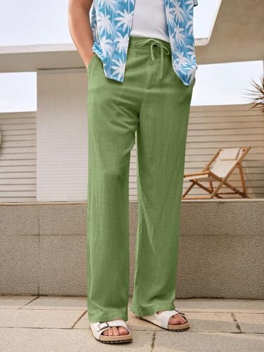 Image of GRECIILOOKS Men's Linen Trousers | Loose Fit Linen-Cotton Casual Pants for Men | Relaxed Office Wear Formal Trousers for Men | Stylish Beige & Pants