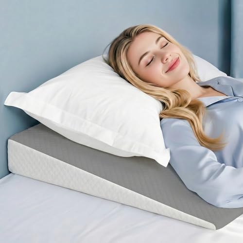 5 in Bed Wedge Pillow for Sleeping and Back Support, Grey White