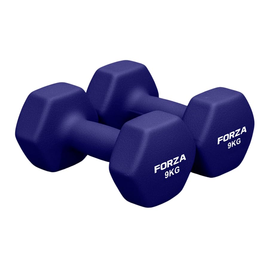 FORZA Neoprene Hex Dumbbells | Pair of Dumbbells with Non-Slip Grip – Ergonomic Design for Strength Training & Home Workouts – Available in Multiple Weight Options