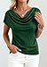 PRETTYGARDEN Blouses for Women Dressy Casual 2026 Summer Cowl Neck Short Sleeve Tops Spring Work Office Teacher Shirts (Green,Medium)