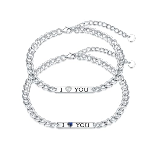 Couples Bracelets for Women Men 925 Sterling Silver Couple Friendship Bracelets Matching Jewelry
