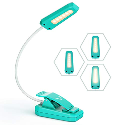 Vont Book Light, Reading Light, Rechargeable Book Light for Reading in Bed, (60 Hours) Eye Protection LEDs Reading Lamp, Clip On Light, Clamp Light, Bed Lamp, 3 Modes, Warm White Light (Turquoise)