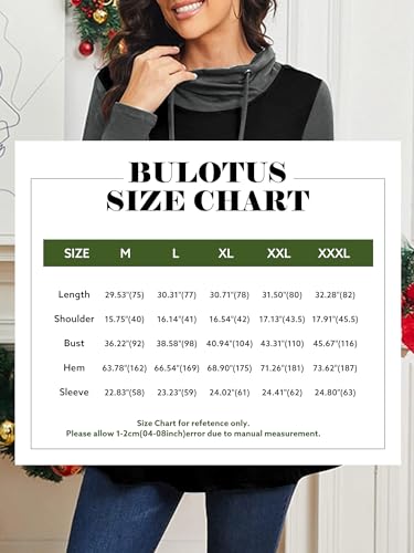 Bulotus Fall Sweaters for Women 2025 Cowl Neck Asymmetrical Long Tunics for Leggings Vacation Travel Tops with Pockets