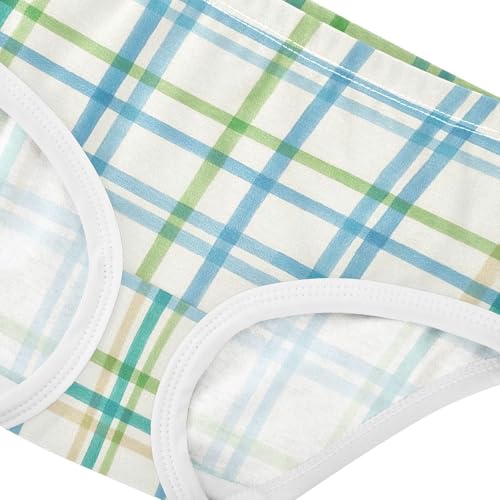 Joisal Cotton Girls Underwear Toddler Light Plaid Blue Green White Girl Panties Cute Animals Kids Undies Briefs 2t4