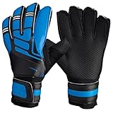 yeeplant Non-Slip Latex Soccer Gloves, Goalkeeper Gloves with Finger Protection for Match and Training, Breathable Design, Double Wrist Support (Size 9, Blue, Fits 7.5-7.9 Inch Palm Length)