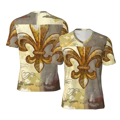 Stylish Athletic Sports Jersey Fleur-De-Lis-Retro Men's Rugby Jersey Large Black
