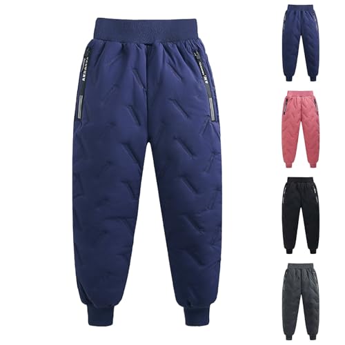 Boys Girls Winter Snow Pants Toddler Thick Warm Fleece Lined Down Pant Kids Solid Snowpants Elastic Waist Trousers4