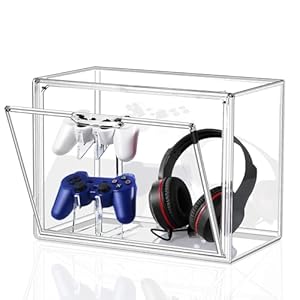 Upgrade Controller Holder & Headset Holder, Headphone Stand for Desk, Acrylic Display Case and Stand for Xbox, PS5, PS4, PS3, Switch Pro and Almost All Controller/Headphones