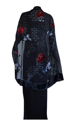 JennyJames Silk Base Burn-out Velvet Half Circle Wrap/Shawl,72