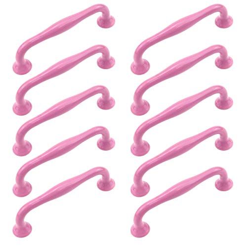 Semetall 10 pomos para cajones de muebles, manijas de gabinete de cocina con tornillos de montaje, tiradores para armarios, puertas de habitación y caja organizadora (rosa, cilíndrico)