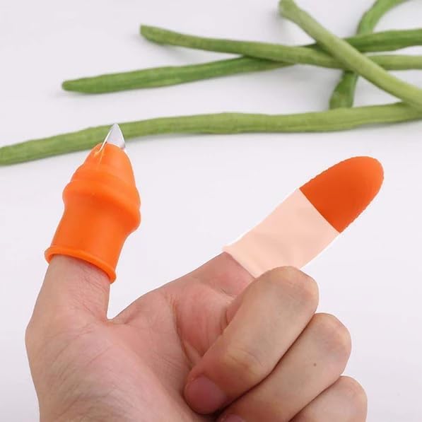 LEXUN Stainless Steel Thumb Knife - 02 Piece Premium Silicone Thumb Cutter With Finger Protective Holder For Cutting Vegetables And Fruits & Picking Plants (Pack Of 01 Set, Orange) (B0CSK24TT4) Amazon Price History, Amazon Price Tracker